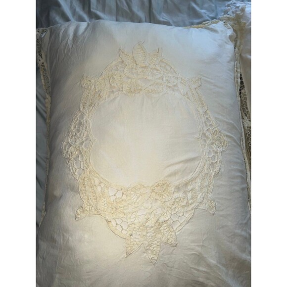 Vintage crochet boho cottage accent pillow pillowcase lot - Picture 6 of 12
